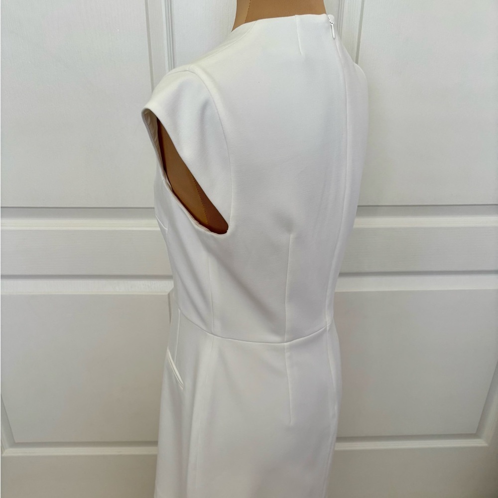 French Connection White Cap Sleeve Sheath Dress Size 8 | Elegant Minimalist NWOT - Picture 9 of 11